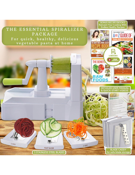 Cortador Espiral Brieftons 5 Cuchillas para Verduras Cortador Espiral Brieftons 5 Cuchillas para Verduras