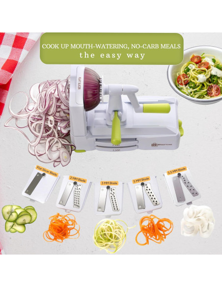 Cortador Espiral Brieftons 5 Cuchillas para Verduras Cortador Espiral Brieftons 5 Cuchillas para Verduras