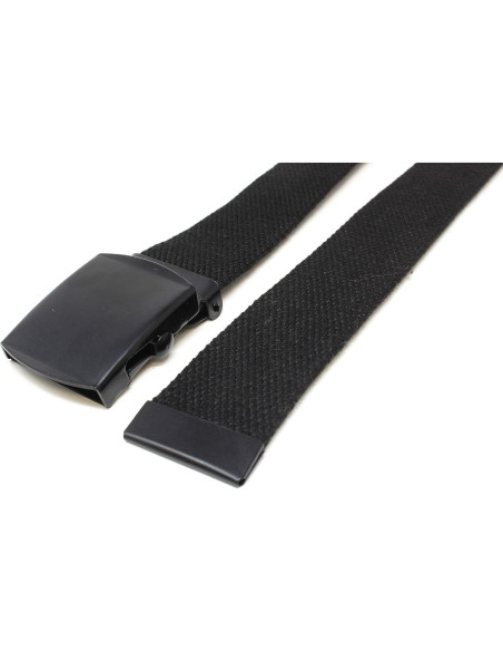 Cinturón Militar de Lona Negra Ajustable 142 cm Cinturón Militar de Lona Negra Ajustable 142 cm