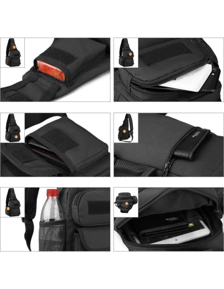 CamGo Bolsa Táctica de Pecho Negra 19x9x26 cm Impermeable CamGo Bolsa Táctica de Pecho Negra 19x9x26 cm Impermeable
