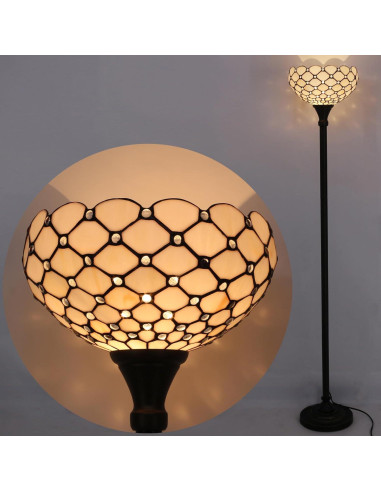 Lámpara de Pie Tiffany WERFACTORY 30 cm Ámbar 167 cm Luz LED