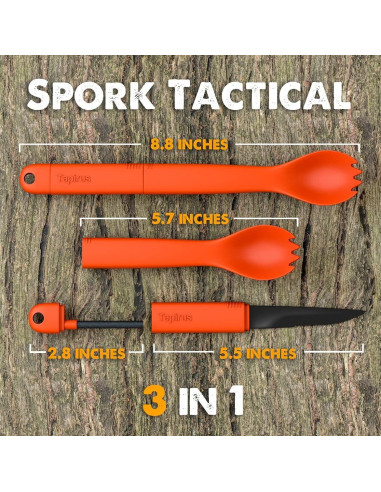 Spork Táctico Tapirus Naranja 3 en 1 con Encendedor