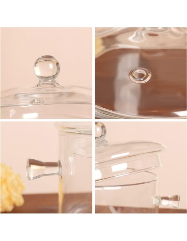 Juego de Ollas de Vidrio CZSZYGHBAO 1.9L Resistente al Calor