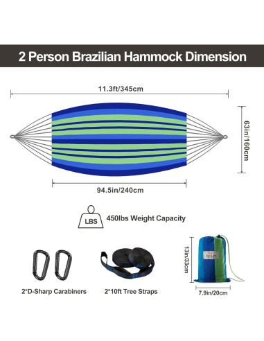 Hamaca Doble Chulim 240x160cm para 2 Personas, Algodón