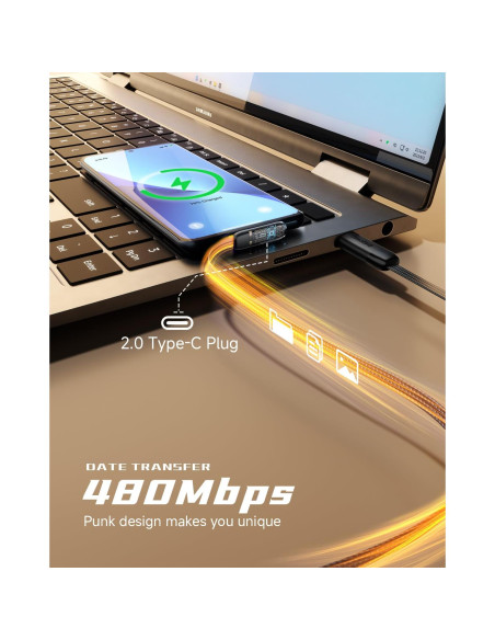 Cable USB C en Ángulo Recto Smolink 3FT 100W 2-Pack Negro Cable USB C en Ángulo Recto Smolink 3FT 100W 2-Pack Negro