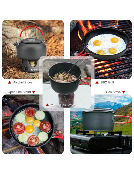 Juego de cocina Alocs 8 Piezas para Camping 2.2L y más Juego de cocina Alocs 8 Piezas para Camping 2.2L y más