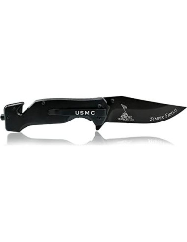 Cuchillo Plegable Táctico USMC Negro 8.89 cm Hoja