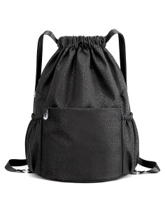 Mochila de Cuerda CALACH Unisex Impermeable 25L Negra