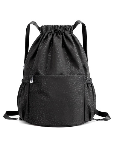 Mochila de Cuerda CALACH Unisex Impermeable 25L Negra