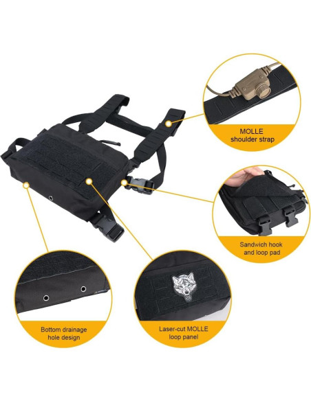 Bolsa Táctica de Pecho IDOGEAR Negra con Accesorios 5.56/7.62 Bolsa Táctica de Pecho IDOGEAR Negra con Accesorios 5.56/7.62