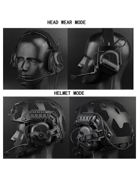 Auricular Táctico Hdlsina U94 PTT 2 Pines para Casco Negro Auricular Táctico Hdlsina U94 PTT 2 Pines para Casco Negro