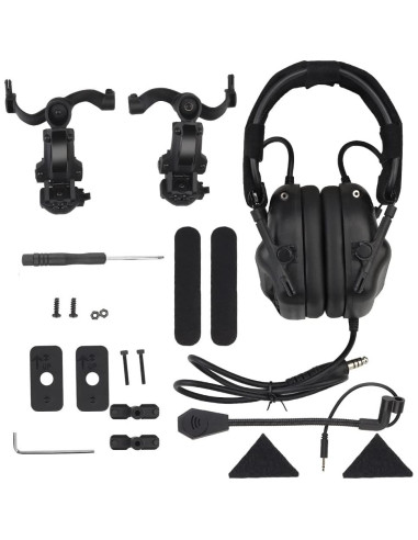 Auricular Táctico Hdlsina U94 PTT 2 Pines para Casco Negro