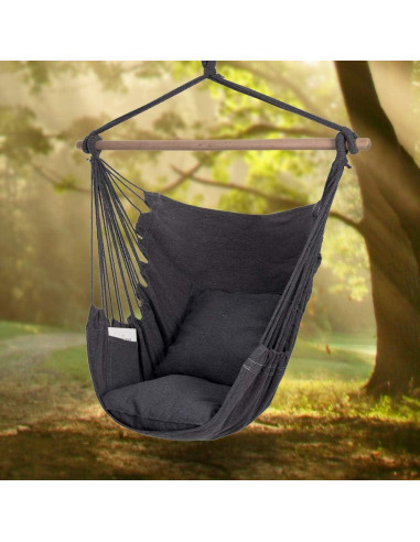 Silla Colgante Y-STOP Gris Oscuro con Cojines y Barra