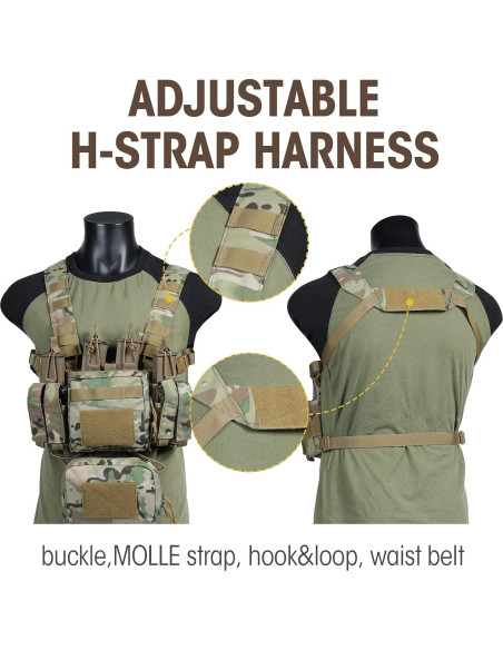 Chaleco Táctico VISMIX Ajustable Camo con 8 Bolsas Molle Chaleco Táctico VISMIX Ajustable Camo con 8 Bolsas Molle