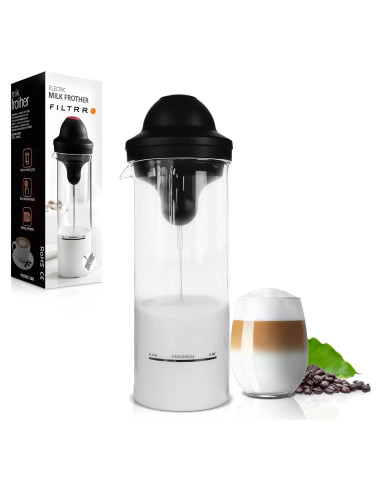 Espumador de Leche Filtrro con Jarra de Vidrio 354 ml