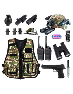 Conjunto de Disfraz Militar para Niños KalaDuck con Casco y Walkie Talkies