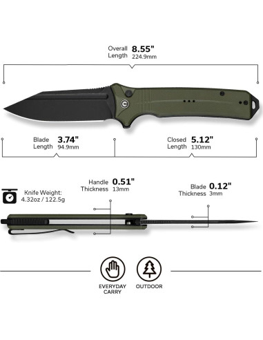 Cuchillo Plegable CIVIVI Neurohaptic 9.5cm G10 Verde OD