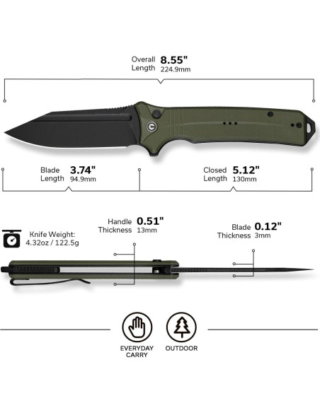 Cuchillo Plegable CIVIVI Neurohaptic 9.5cm G10 Verde OD Cuchillo Plegable CIVIVI Neurohaptic 9.5cm G10 Verde OD
