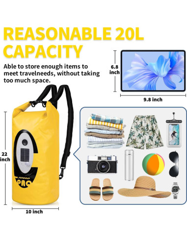 Mochila Impermeable ZTARX 20L con Altavoz Bluetooth y LED