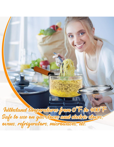 Juego de Ollas de Vidrio Uiifan 1.8L con Tapa y Mango Juego de Ollas de Vidrio Uiifan 1.8L con Tapa y Mango