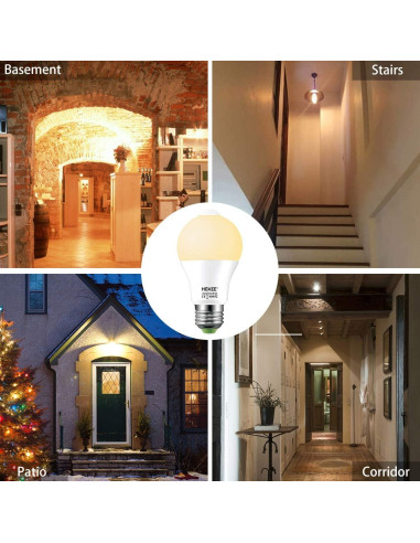 Bombilla LED HEKEE 9W con Sensor de Movimiento PIR E26 - 2 Paquetes