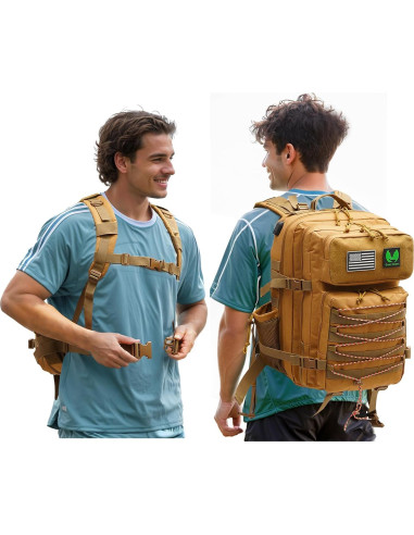 Mochila Táctica 45L Green Canyon Caqui con USB y Molle