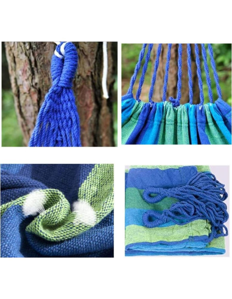 Hamaca de Algodón HUAERXIANG para 2 Personas - Azul/Rojo Hamaca de Algodón HUAERXIANG para 2 Personas - Azul/Rojo