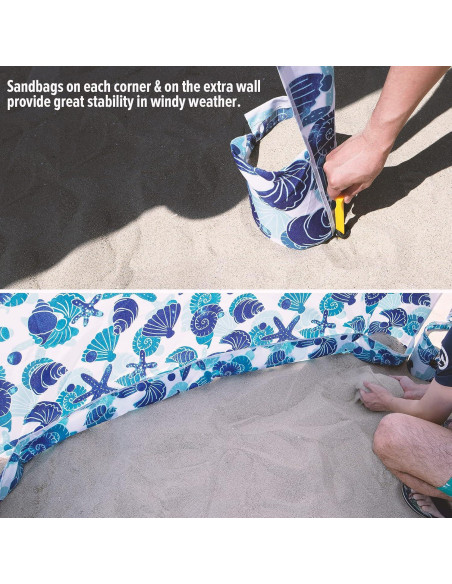 Qipi Cabana Playa Portátil 1,83m x 1,83m Impermeable