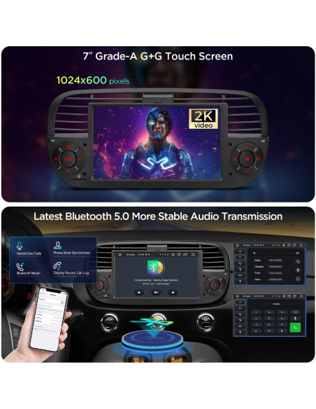 XTRONS Radio Fiat 500 2007-2015 Pantalla 7" Android 14 XTRONS Radio Fiat 500 2007-2015 Pantalla 7" Android 14