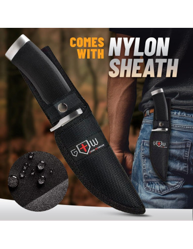 Cuchillo de Caza Grand Way Bushcraft 22,35 cm con Funda