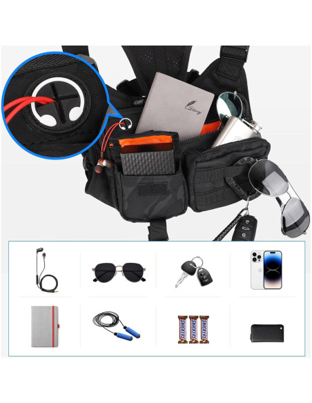 Bolsa de Pecho DEYACE Negra para Hombres, Resistente al Agua Bolsa de Pecho DEYACE Negra para Hombres, Resistente al Agua