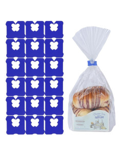 100 Clips de Plástico Reutilizables Sarini para Pan Azul