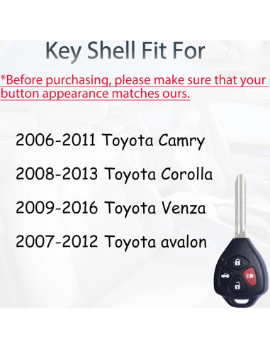 Funda de llave Toyota Camry Corolla 2006-2013 Juego de 2