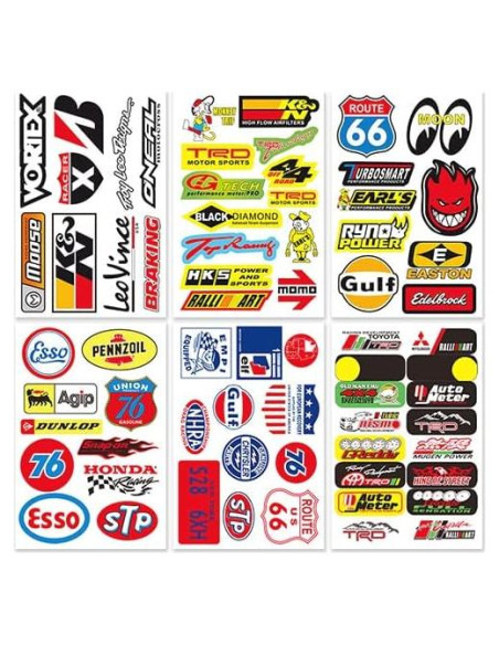 Calcomanías de Vinilo DmStore 6 Hojas Autos Caricatura Calcomanías de Vinilo DmStore 6 Hojas Autos Caricatura