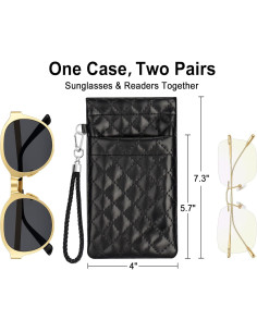 Estuche Doble para Gafas WAWOHERRNS Negro - Suave y Espacioso 2