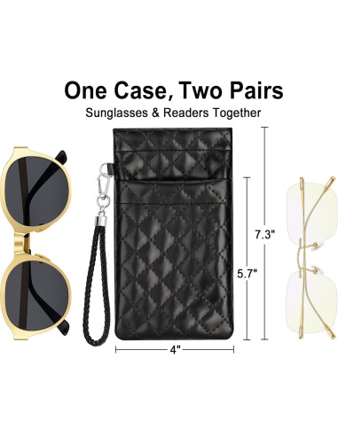 Estuche Doble para Gafas WAWOHERRNS Negro - Suave y Espacioso