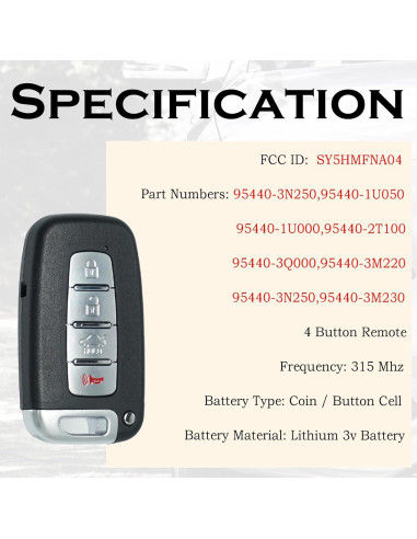 Llave Remota Hyundai Kia Compatible SY5HMFNA04 2010-2014