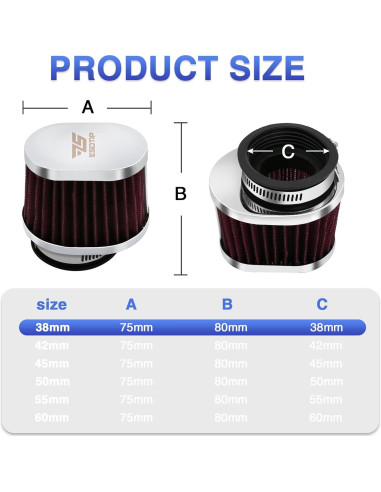 Filtro de Aire ZSDTRP 38MM 2PCS para Motocicleta ATV