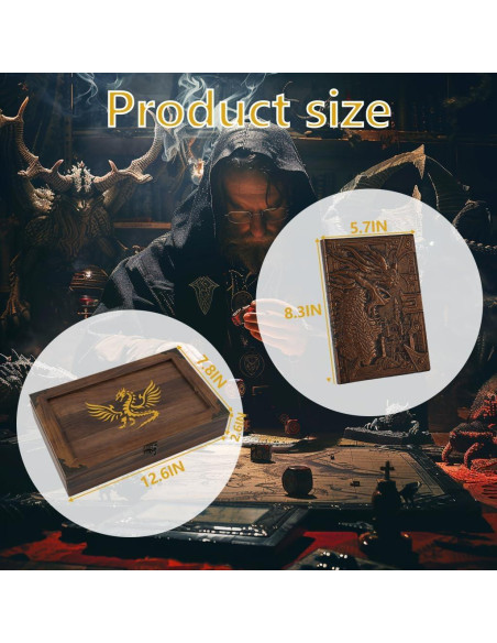 Caja de Dados DND de Madera con Cuaderno y Almacenamiento - Llama Caja de Dados DND de Madera con Cuaderno y Almacenamiento - Llama
