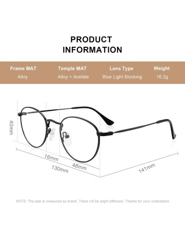 Gafas Redondas de Metal Vintage Anti Luz Azul 2.5x