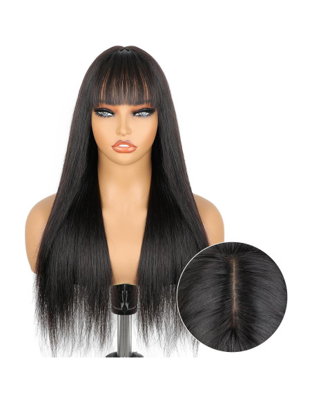Peluca Recta con Flequillo Lisa Hair 60 cm Cabello Humano Peluca Recta con Flequillo Lisa Hair 60 cm Cabello Humano
