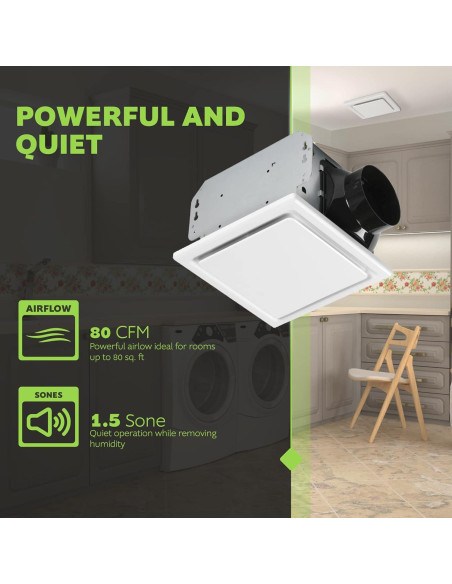 Ventilador de Baño Homewerks 7140-80 80 CFM Blanco Ventilador de Baño Homewerks 7140-80 80 CFM Blanco
