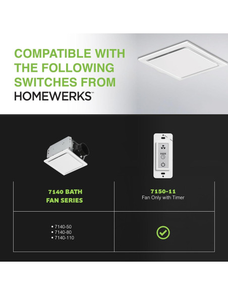 Ventilador de Baño Homewerks 7140-80 80 CFM Blanco Ventilador de Baño Homewerks 7140-80 80 CFM Blanco