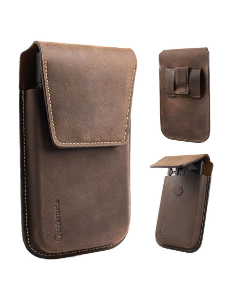 Funda de cuero Gentlestache XL para teléfono marrón oscuro Funda de cuero Gentlestache XL para teléfono marrón oscuro