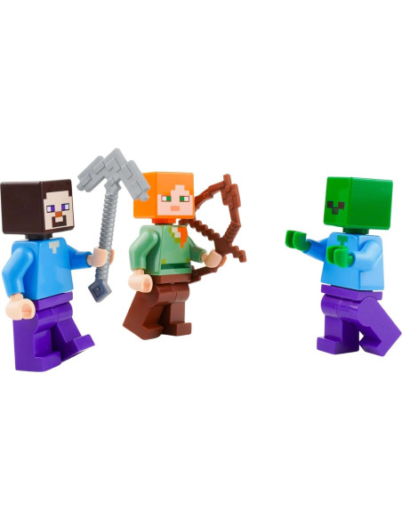 Combo LEGO Minecraft - Minifiguras Steve, Alex y Zombie Combo LEGO Minecraft - Minifiguras Steve, Alex y Zombie