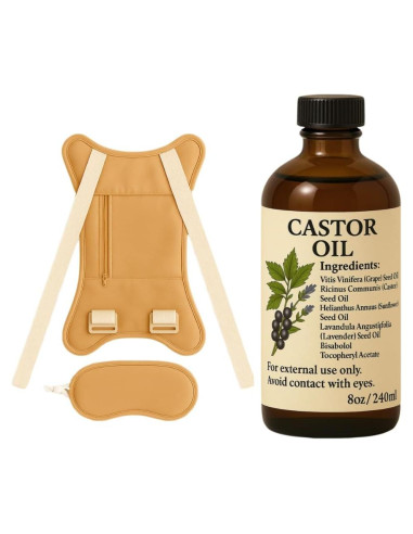 Set de Aceite de Ricino Orgánico BESEFFIE 8oz + Envolturas