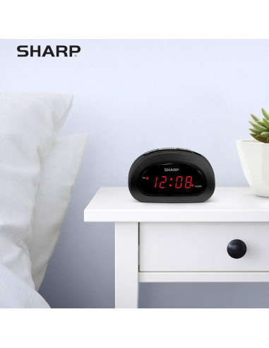Reloj Despertador Digital SHARP Negro con Snooze y Batería