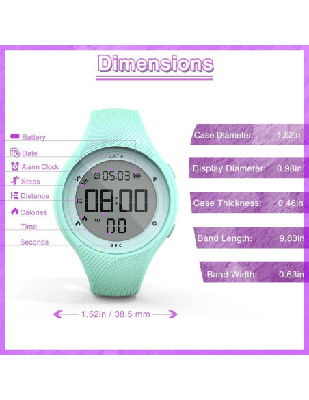 Reloj Pedométrico Konewos Verde Multifuncional Impermeable Reloj Pedométrico Konewos Verde Multifuncional Impermeable