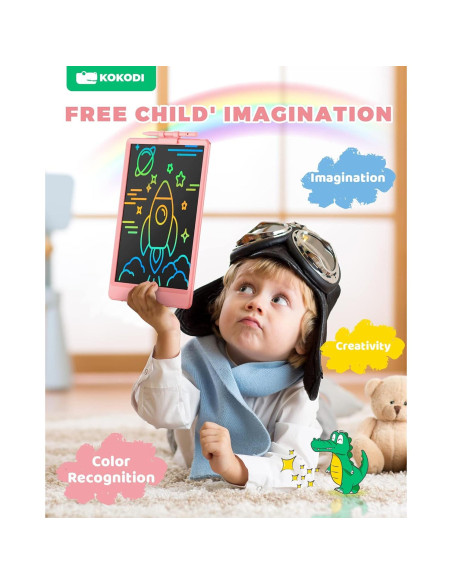 Tableta de Escritura LCD KOKODI 10" Rosa Borrable para Niños Tableta de Escritura LCD KOKODI 10" Rosa Borrable para Niños