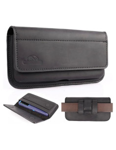 Funda de cuero Topstache para smartphones grandes negra